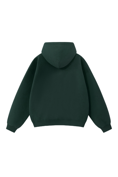 Unisex Fall Clothing Boxy Ribbed Pocket Warm Fleece Hoodie