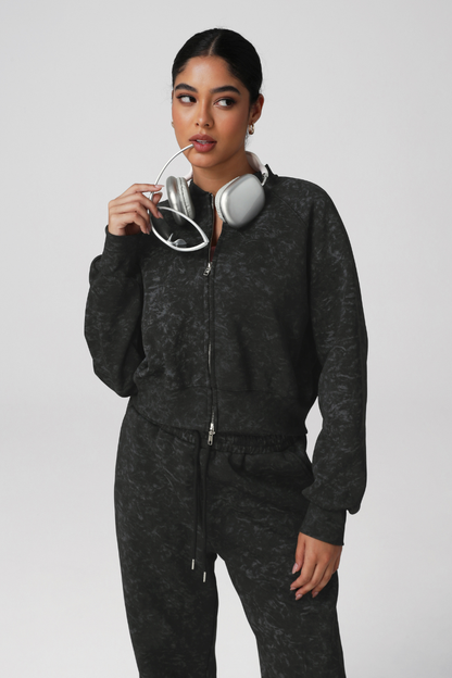 Women's print coat casual pants two-piece set