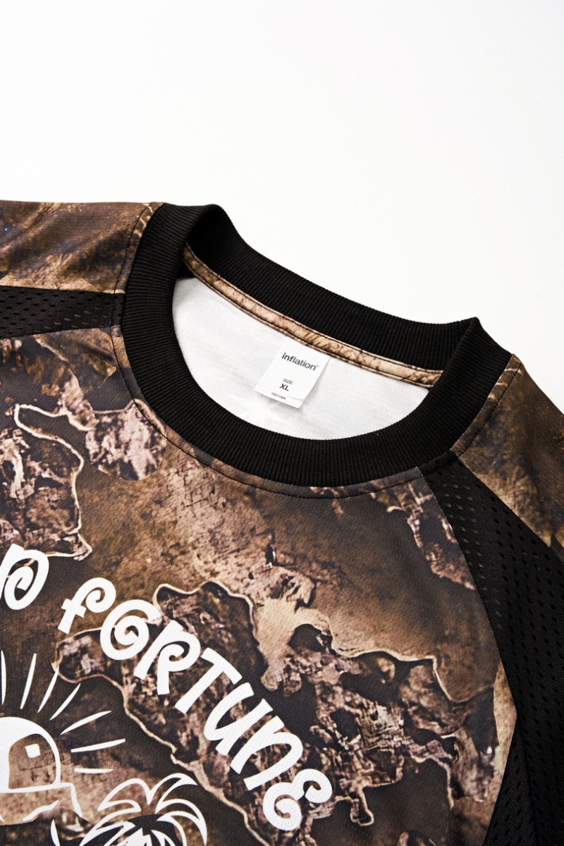 Men's Breathable Side Mesh Panelled Trendy Print T-Shirt