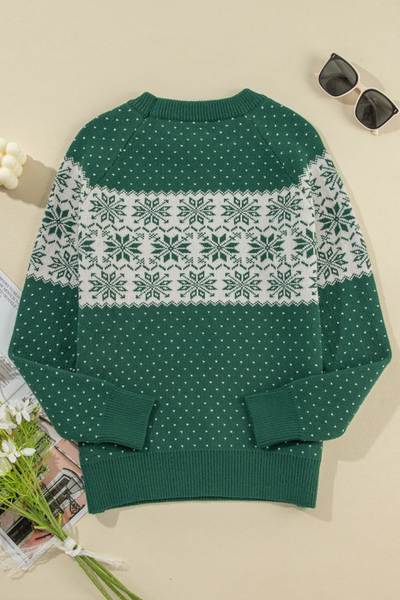 Women's Fall Christmas Print Crew Neck Knit Sweater