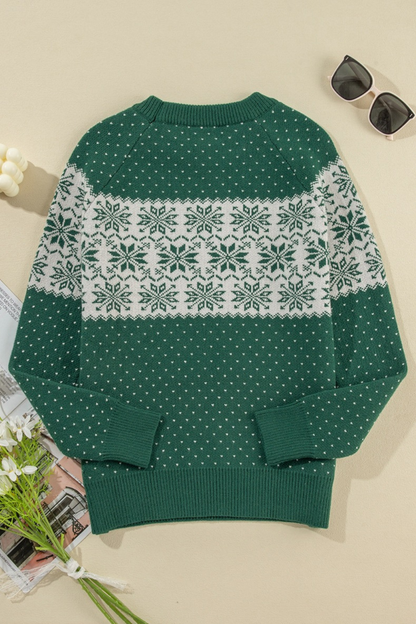 Women's Fall Christmas Print Crew Neck Knit Sweater