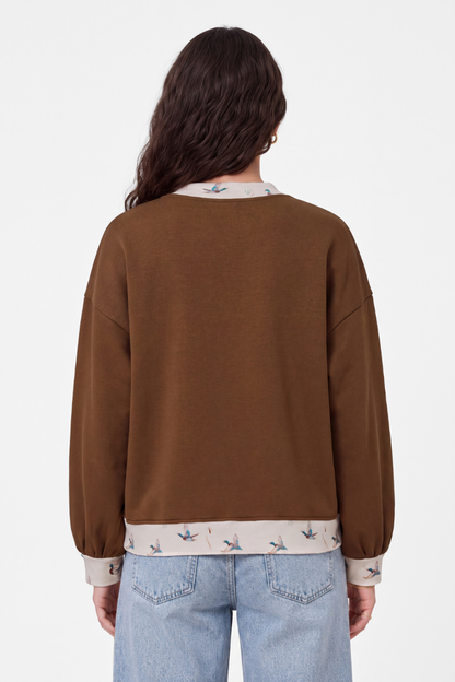 Unisex Fall Clothing Duck Print Color Block Sweatshirt
