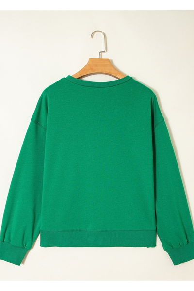 Women's Christmas Letter Print Loose Crew Neck Sweatshirt
