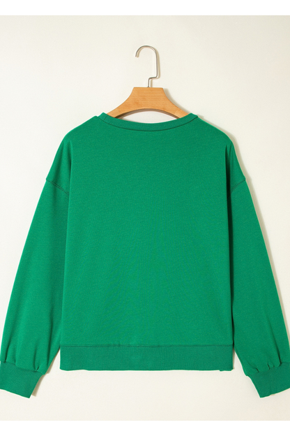 Women's Christmas Letter Print Loose Crew Neck Sweatshirt
