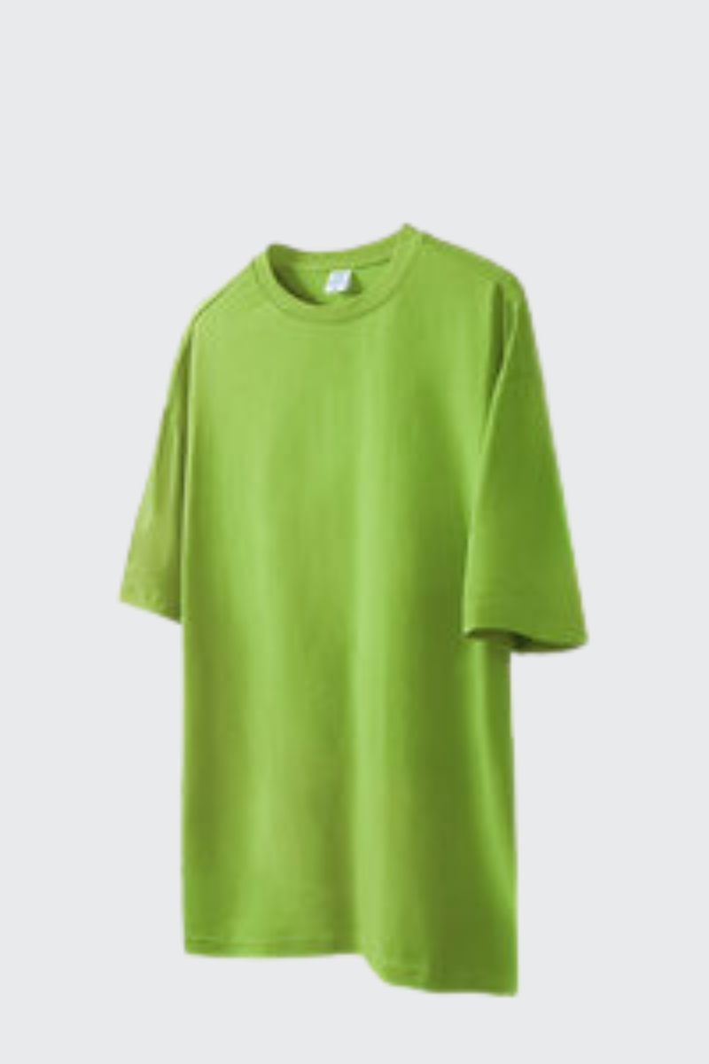 Men's Spring Summer 200g Cotton Solid Crewneck Oversized Tee