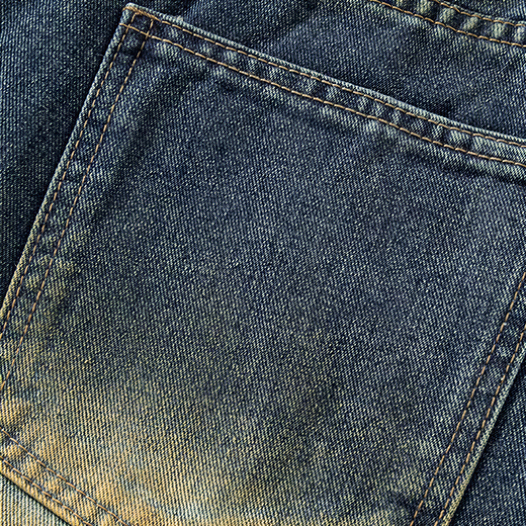 Men's Summer Gradient Ripped Drawstring Denim Shorts