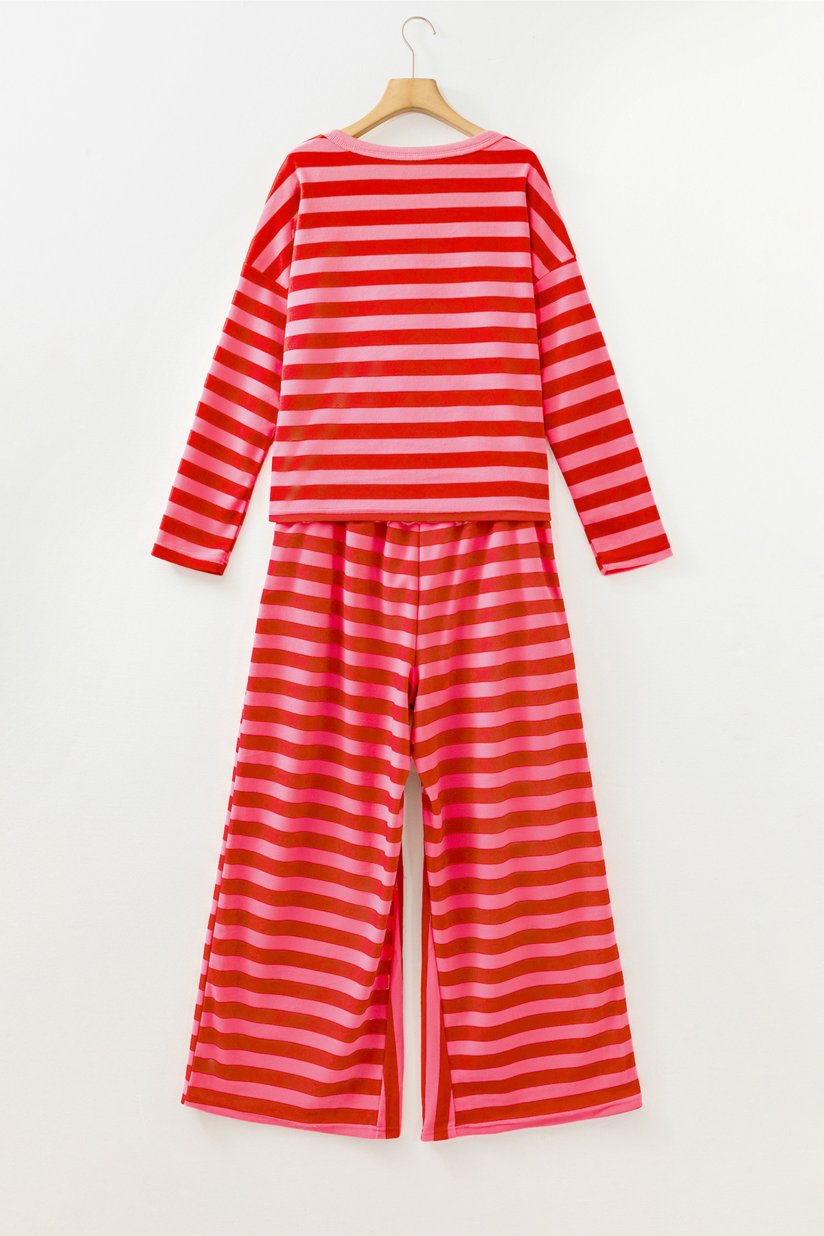 Women's Fall Striped Colorblock 2 Piece Loose Set