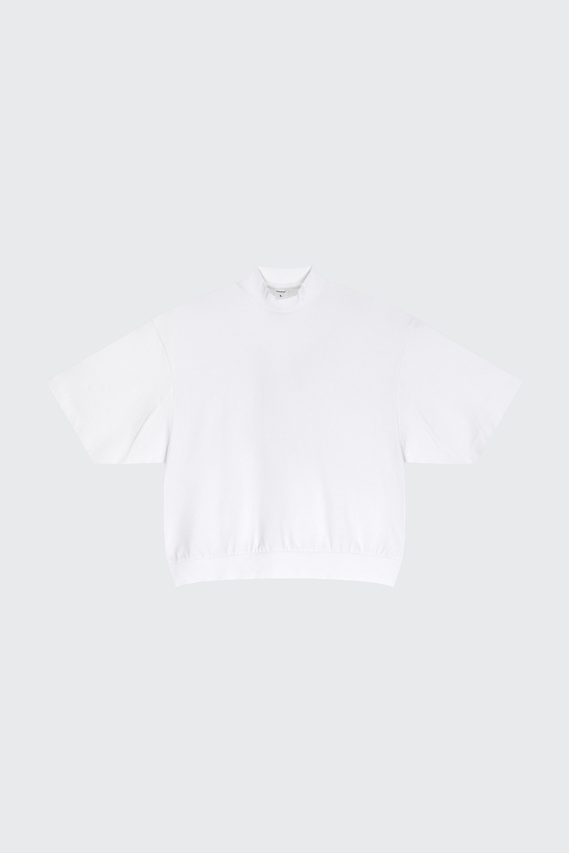 Men's Summer Mock Neck 305g Cotton Boxy Dolman Ribbed Tee