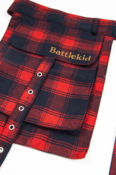 Unisex Summer Plaid Belt Barrel-Leg Cotton Denim Jeans