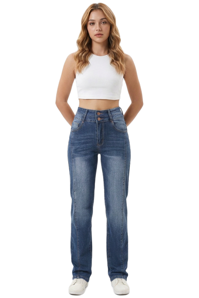 Women's Wash High Waist Straight Leg Jeans