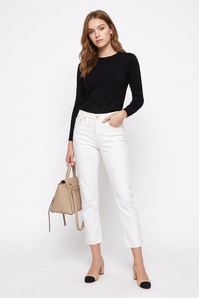 Women's High Waist Slim Fit Straight Leg Jeans