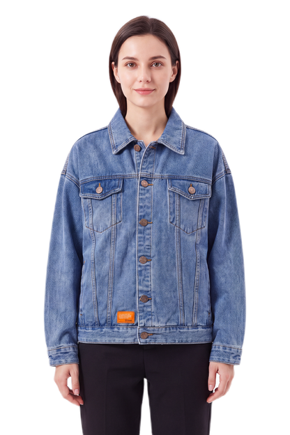 Women's Letter Embroidery  Relaxed Denim Jacket
