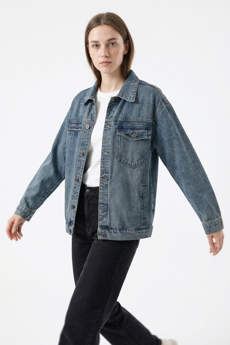 Women's Retro Wash Oversized Denim Jacket