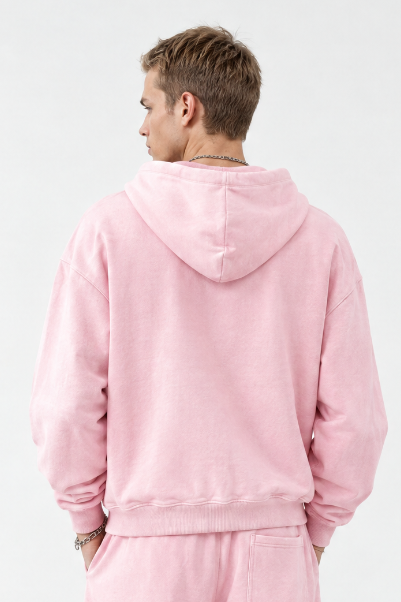 Men Fall Clothing Soft Vintage 360G Boxy Two-Way Zip Hoodie