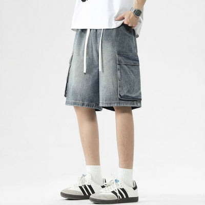 Men's Summer Light Wash Carpenter Baggy Denim Shorts