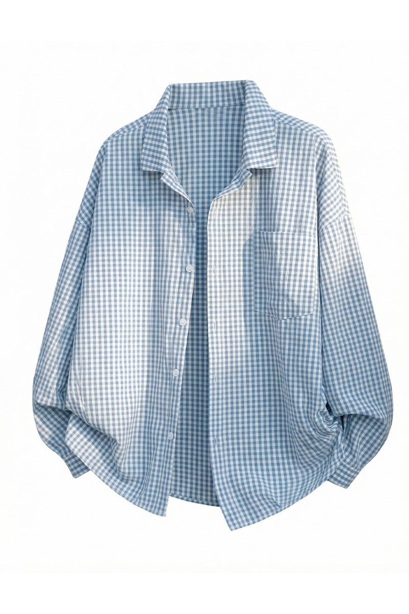 Men's Spring Contrast Plaid Long Sleeve Loose Miu Shirt