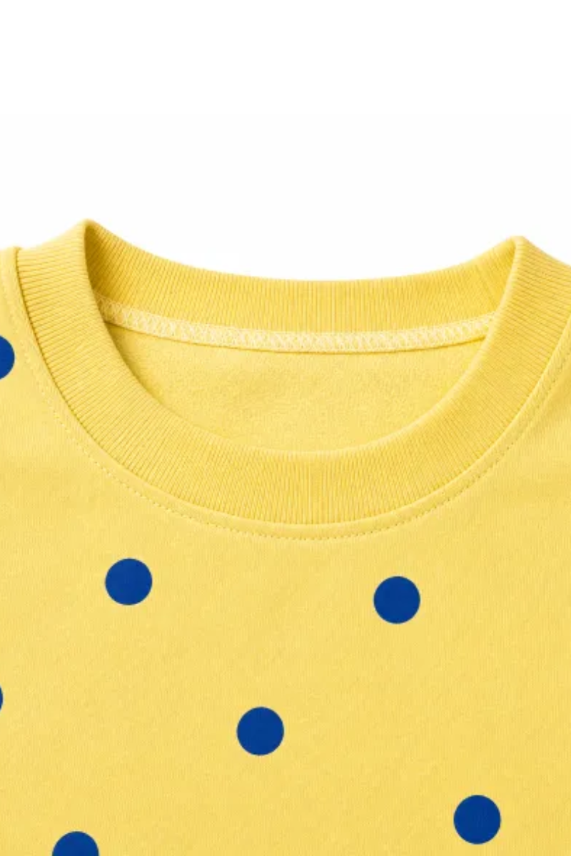 Women Spring Plus Size Polka Dot Crew Neck Sweatshirt