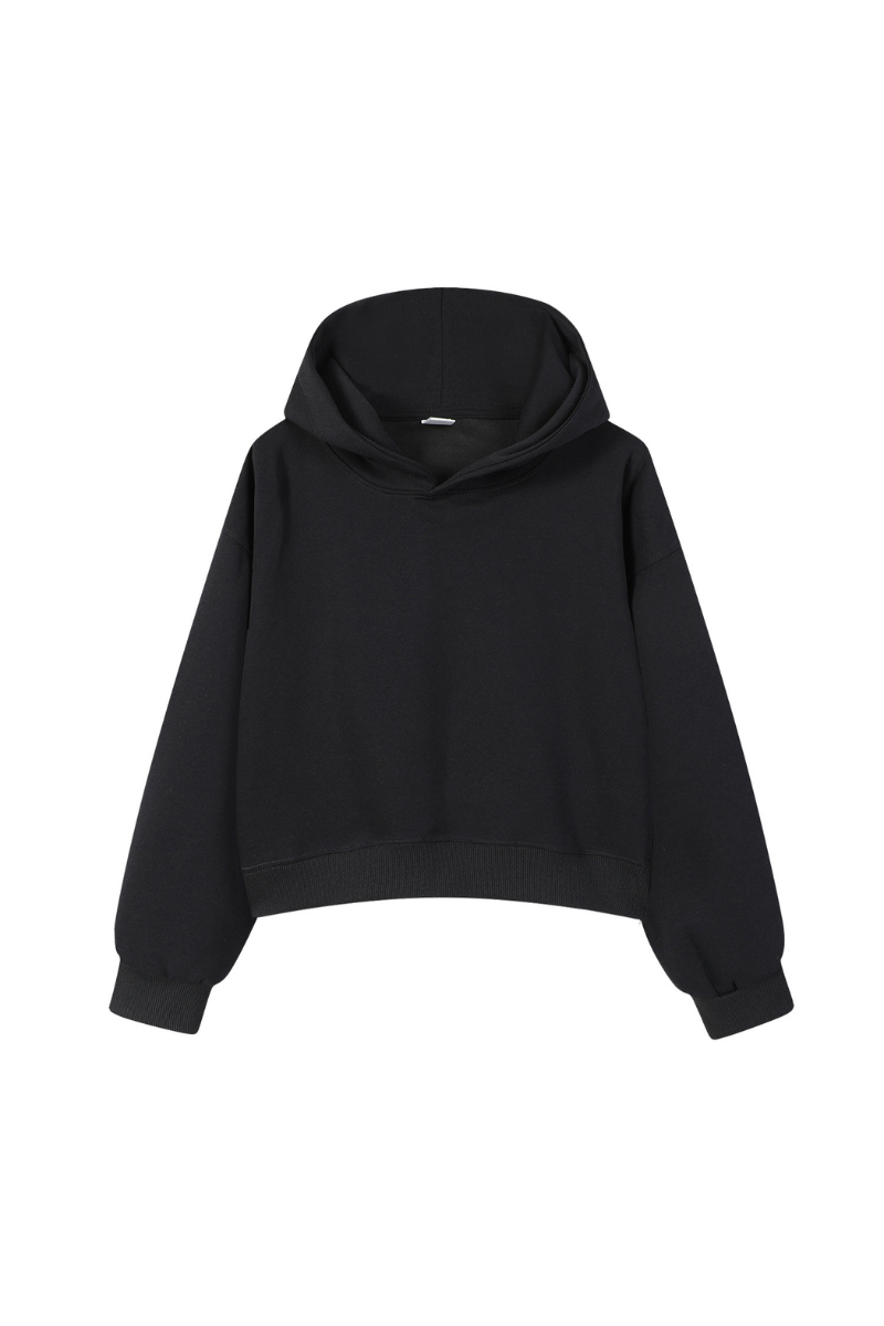 Women Fall 350gsm Cropped Drop Shoulder Pullover Hoodie