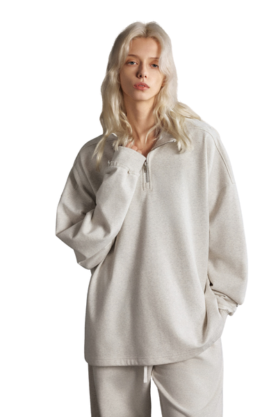 Women's Summer 450g Half Zip Raw Edge Stand Collar Set