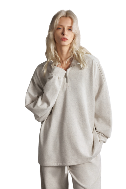 Women's Summer 450g Half Zip Raw Edge Stand Collar Set
