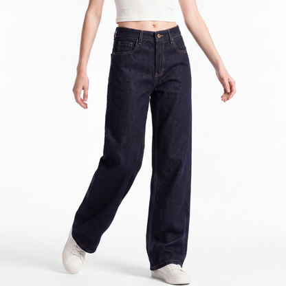 Women's Original Blue Wash High Waist Straight Leg Jeans
