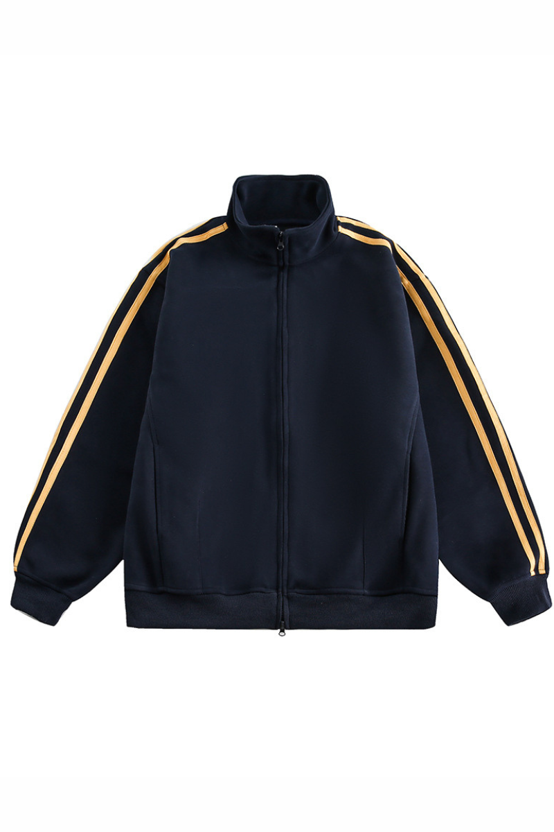 Unisex American Retro 3-Stripe Zip Hoodie - Oversized