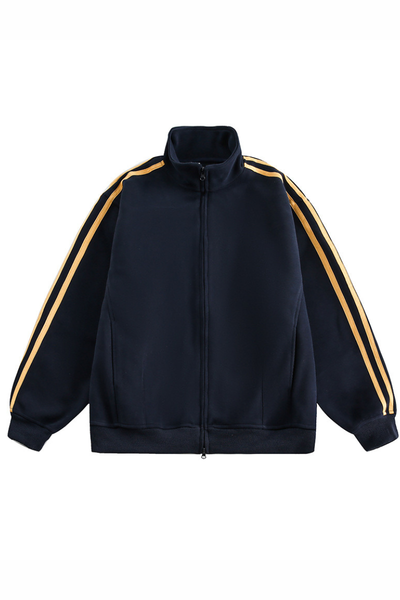 Unisex American Retro 3-Stripe Zip Hoodie - Oversized