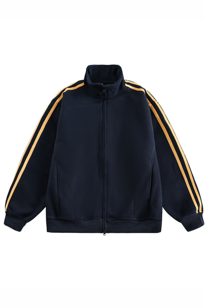 Unisex American Retro 3-Stripe Zip Hoodie - Oversized