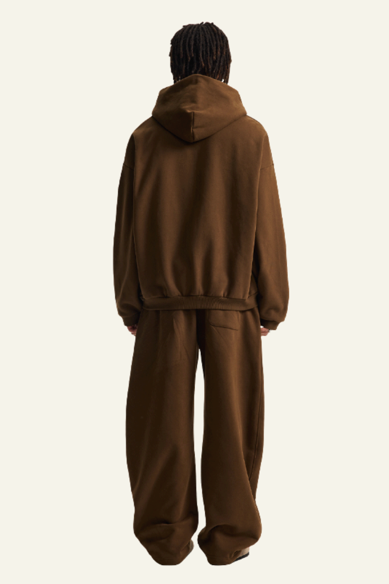 Men's Set:Fleece-lined Zipper Jacket & Curved-blade Pants