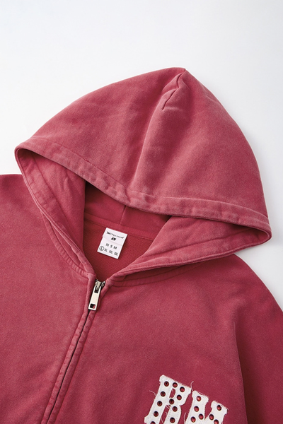 Men Fall Clothing Vintage Gothic Rhinestone Zip Up Hoodie