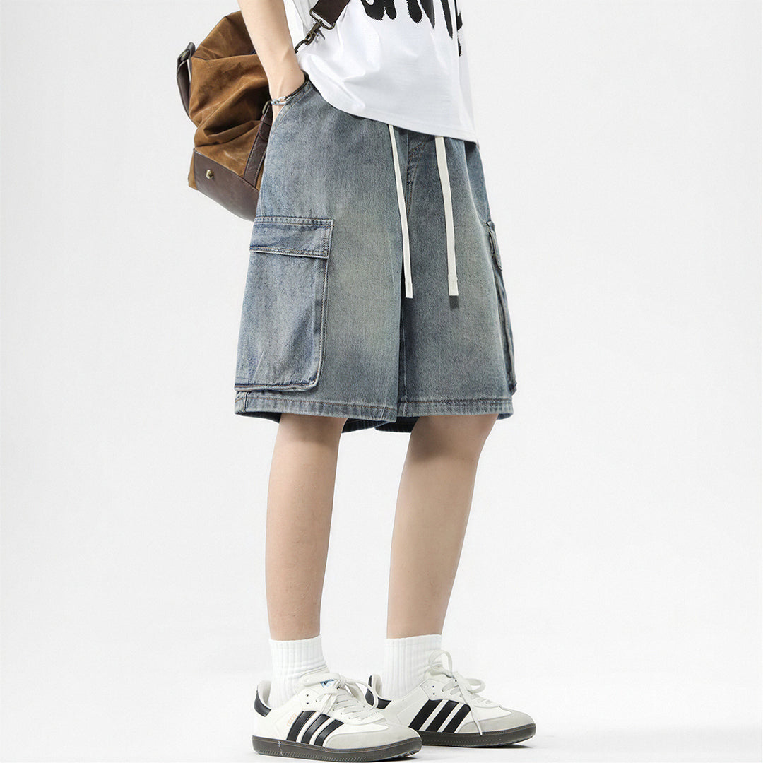 Men's Summer Light Wash Carpenter Baggy Denim Shorts