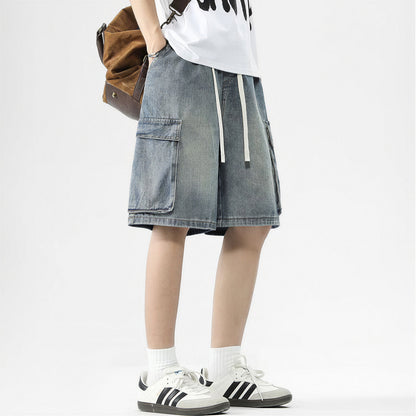 Men's Summer Light Wash Carpenter Baggy Denim Shorts