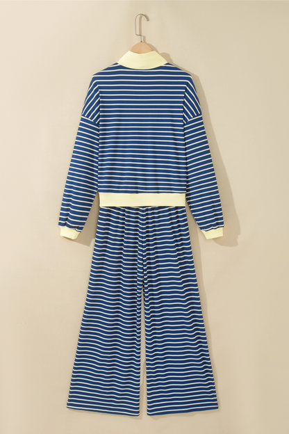Women's Fall Striped Colorblock Loose 2 Piece Set