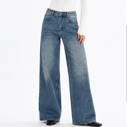 Women's Vintage Wash High Waist Straight Leg Jeans