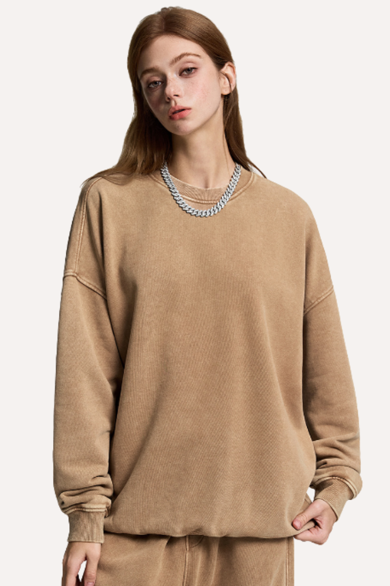 Unisex Winter 420g Retro Snow Washed Loose Sweatshirt