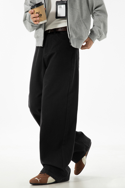 Men's Fall Twill Loose Straight Cotton Semi-Elastic Pants