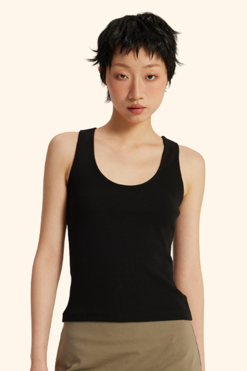 Women's Spring Summer 280g Stretch Rib U-Neck Camisole