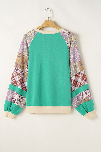 Women Fall Clothing Plus Size Patchwork Raglan Sweatshirt