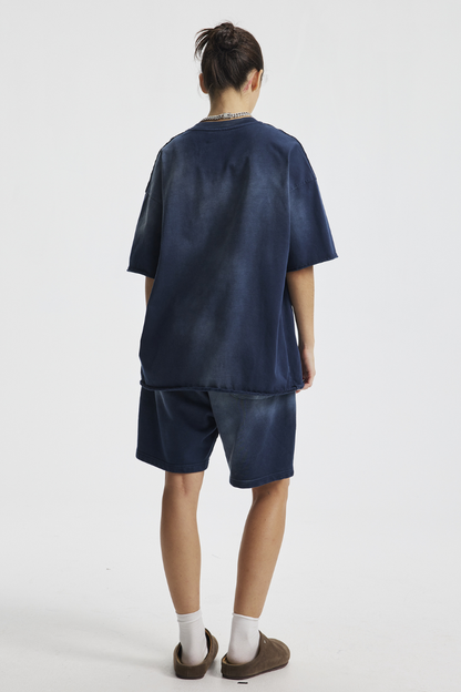 Women's Cotton Gradient Set: Loose-fitting T-shirt And Short