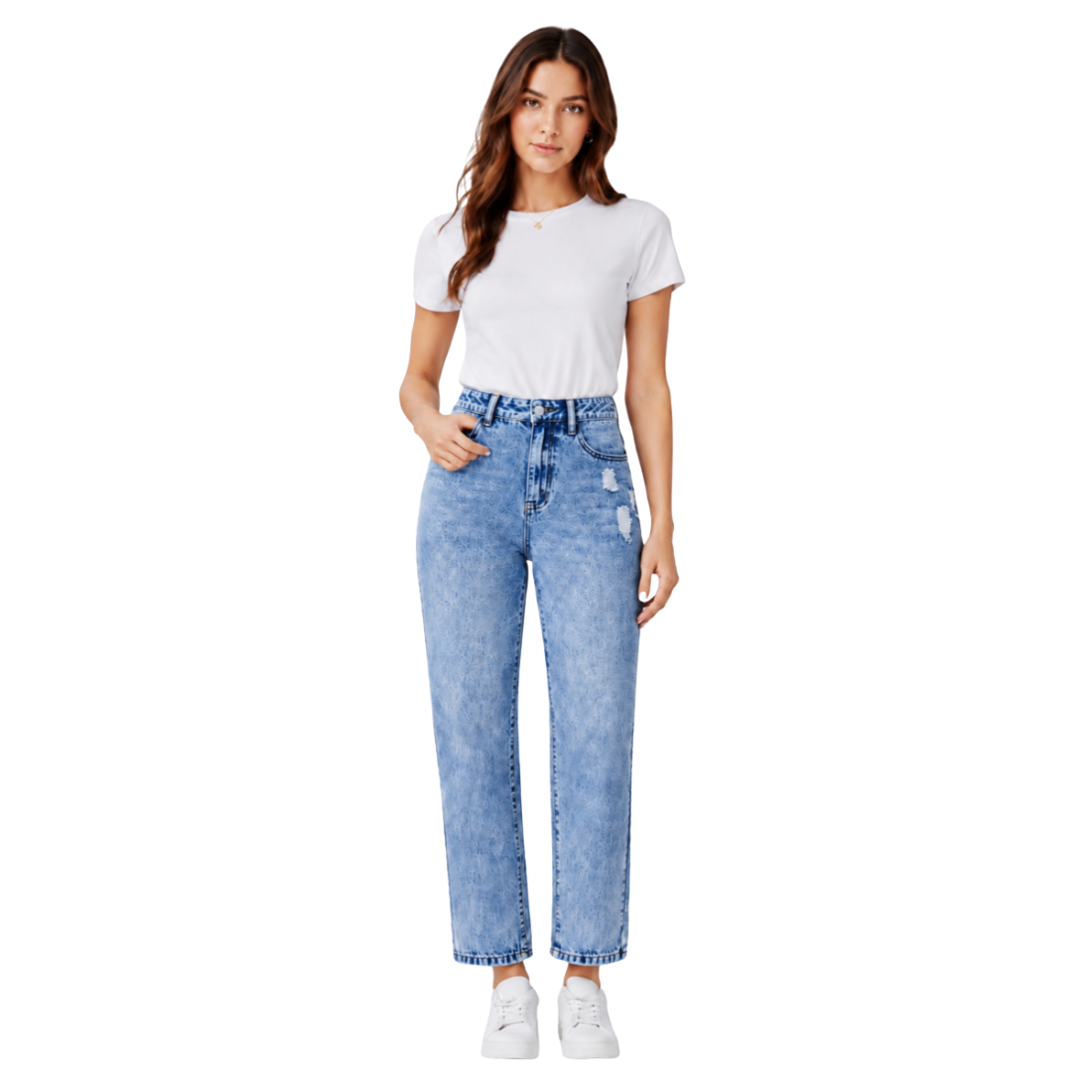 Women's vintage ripped ankle-length slim-fit jeans