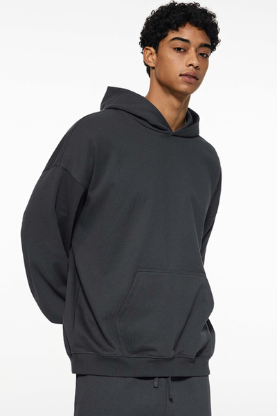 Men's Fall Winter 430g Terry Solid Loose DropShoulder Hoodie