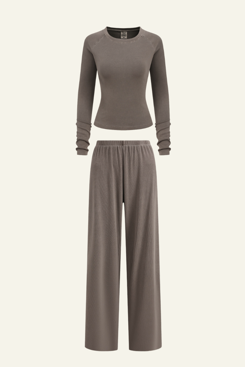Women's Set:Long Sleeves T-shirt & Casual Pants