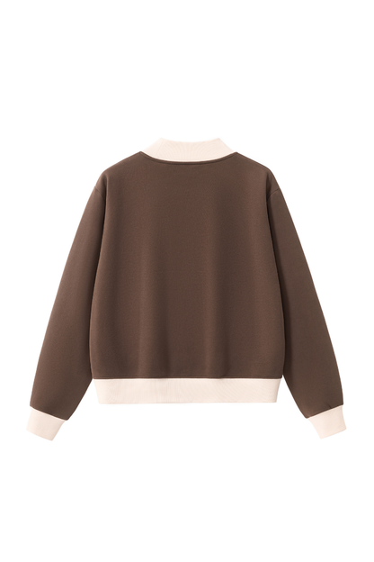 Unisex Fall Winter Colorblock Cross-Neck Cropped Sweatshirt