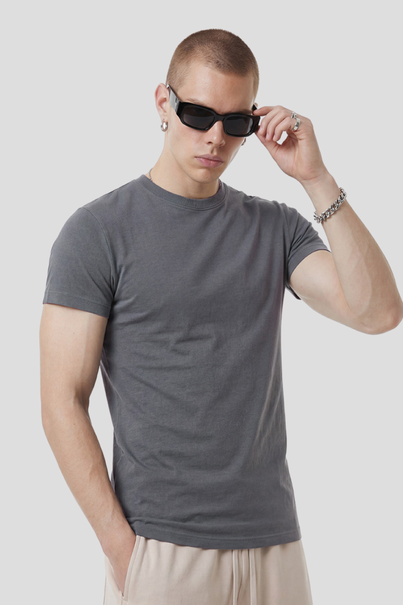 Men's Summer 210g Ribbed Set-in Cooling Quick Dry Slim Tee