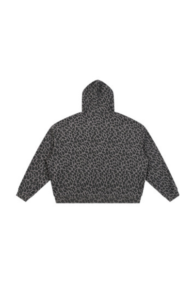 Unisex Fall Winter Leopard-Print Zip-Up Hooded Jacket