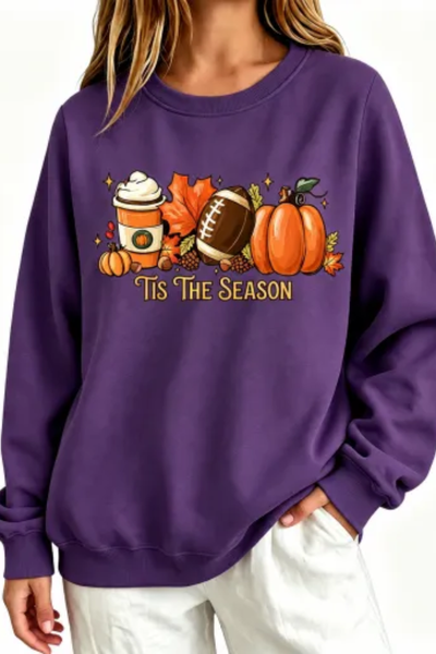 Women Fall Clothing Pumpkin Football Coffee Sweatshirt