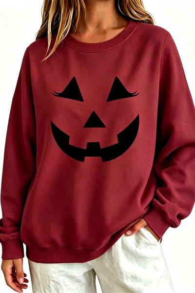 Women Fall Clothing Halloween Pumpkin Face Sweatshirt