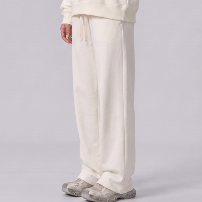 Unisex Spring Cotton Wide-Leg Drawstring Pocket Sweatpants