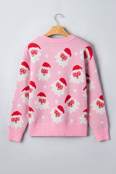 Women's Fall Christmas Santa Claus Print Knit Sweater