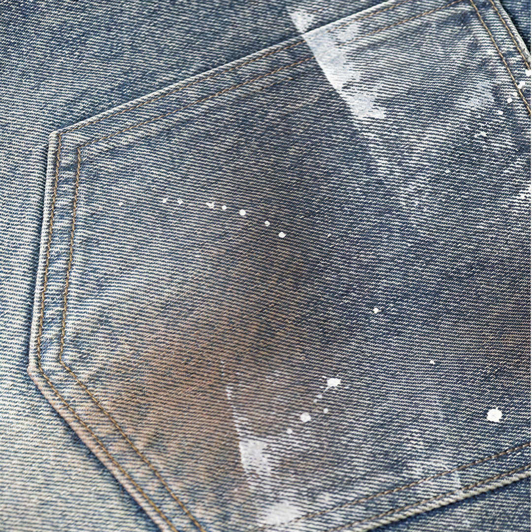 Men's Summer Gradient Splash Ink Washed Baggy Denim Shorts